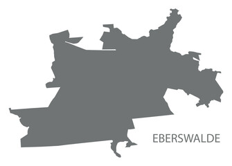 Eberswalde city map with boroughs grey illustration silhouette shape