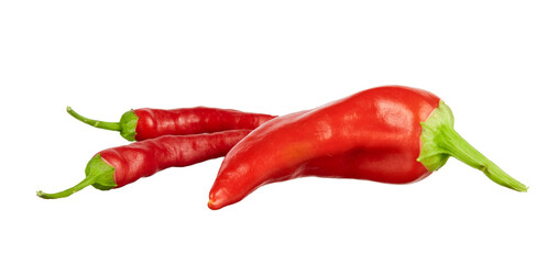 red hot chili peppers isolated on white