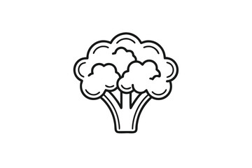 Isolated Outline Broccoli Vector, Healthy Eating, Nutrient Rich Food on White