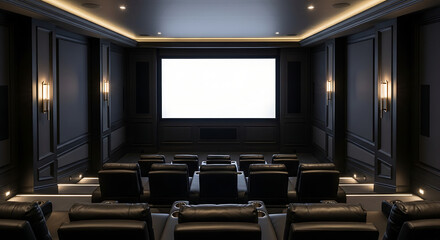 Blank Led Screen Mockup In Luxury Home Theater Room