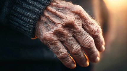 Fototapeta premium A close-up shot of an elderly hand revealing the intricate details of age and experience.