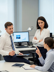 Obraz premium Team professionalism appears in focused attitudes and effective teamwork.