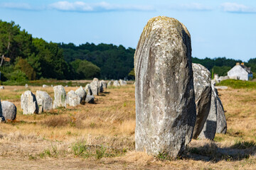 Largest Monolith Site in the World of Carnac, France at sunrise