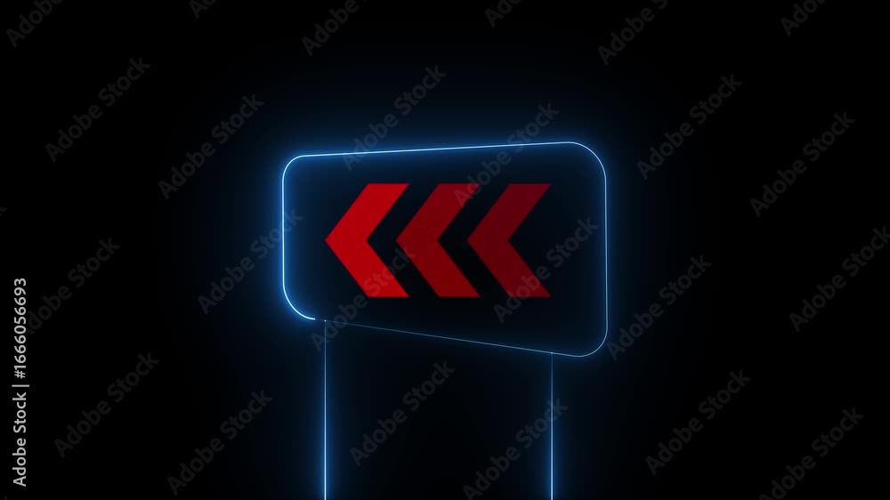 Aufkleber arrow signboard on the highway concept animation. neon arrow indicator left turn motion graphics. re