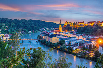 Burghausen downtown city skyline, cityscape of Germany
