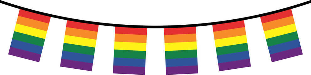 Seamless rainbow colored party bunting. LGBTQI concept. Flat design illustration.