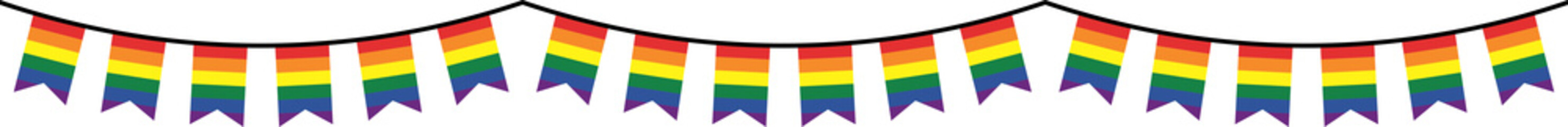 Seamless rainbow colored party bunting. LGBTQI concept. Flat design illustration.