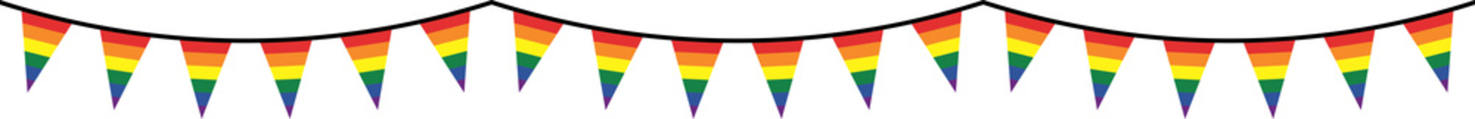 Seamless rainbow colored party bunting. LGBTQI concept. Flat design illustration.