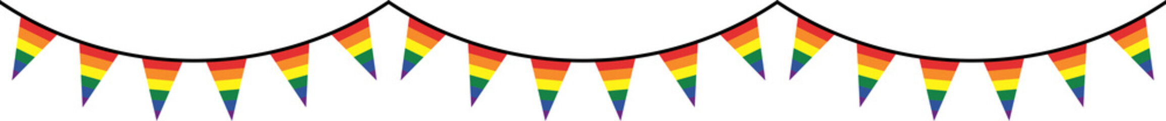 Seamless rainbow colored party bunting. LGBTQI concept. Flat design illustration.