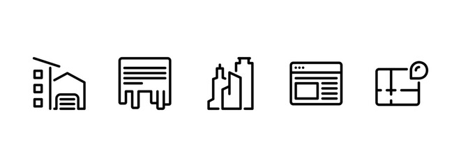 Outline icons for urban real estate and property marketing concepts