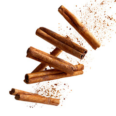 Flying Cinnamon Sticks Isolated