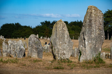 Largest Monolith Site in the World of Carnac, France at sunrise
