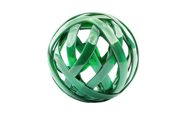 Intricate green woven sphere isolated on transparent background. Green sphere ball isolated on white background, 3d rendering.