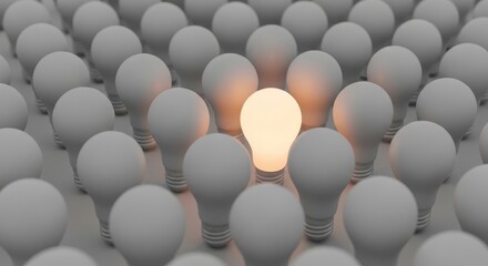 Shining idea stands out creating innovation with unique concepts and bright solutions for business success