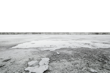 Abstract textured surface with black background isolated on transparent background. Grey concrete floor isolated on white background.