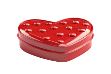 Red heart shaped cake with chocolate sprinkles isolated on transparent background. Heart shaped speech box isolated on white background, 3d rendering.