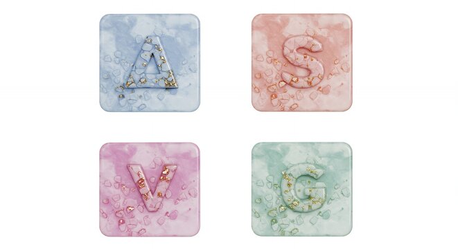 Pastel letter coasters decorative design elements