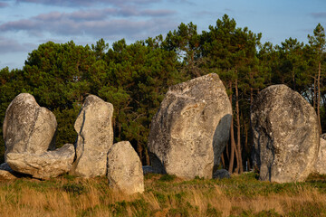 Largest Monolith Site in the World of Carnac, France at sunrise