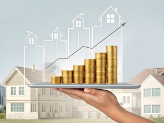 Real Estate Investment Growth with Rising Coins and Property Market Value
