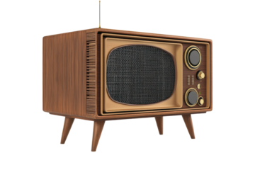 Vintage rusty television set isolated on transparent background. Old tv set isolated on white background, 3d rendering.