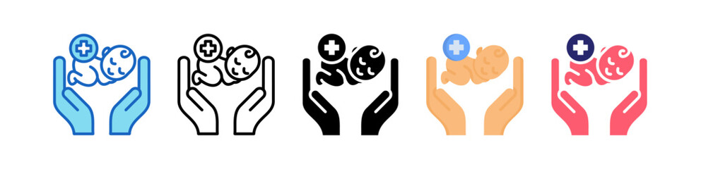 Fototapeta premium Pediatric Multiple Style Icon Set Collection. 