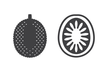 Fototapeta premium Simple of a Jackfruit and Citrus Slice on White Background