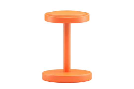 Orange dumbbell weight isolated on transparent background.