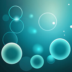 Bright Cyan Bokeh Circles on a Smooth Teal Gradient Background, AI