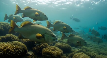 Naklejka premium Group of Fish in Coral Reef.