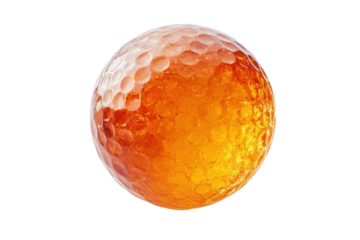 Glossy orange sphere with bubbles isolated on transparent background. Orange sphere ball isolated on white background.