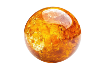 Glossy orange sphere with bubbles isolated on transparent background. Orange sphere ball isolated on white background.