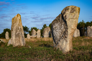 Largest Monolith Site in the World of Carnac, France at sunrise