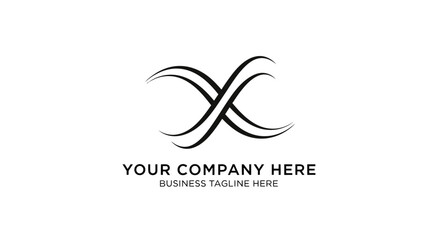 Abstract Intertwined X Logo Design with Flowing Lines