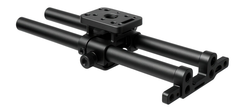 Camera rail system with adjustable rods and mounting points