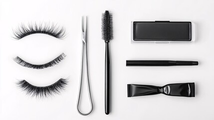 Lash Extensions Kit for Eyelash Enhancement and Beauty - Isolated on White Background