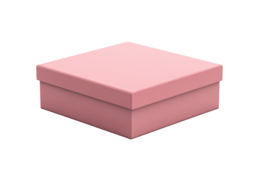 Elegant pink textured gift box with gold trim isolated on transparent background. Pink gift box isolated on white background.