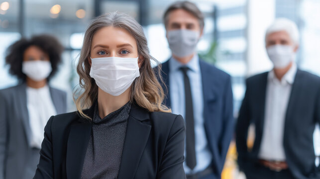 Business people with face masks  for protect virus infection in office.