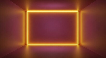 Obraz premium Bright neon square glows in moody modern room
