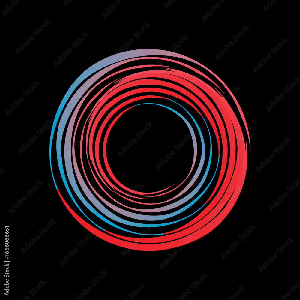Fototapete vector background of rotating elliptical 3d shapes, consisting of a pattern of squares and wavy line