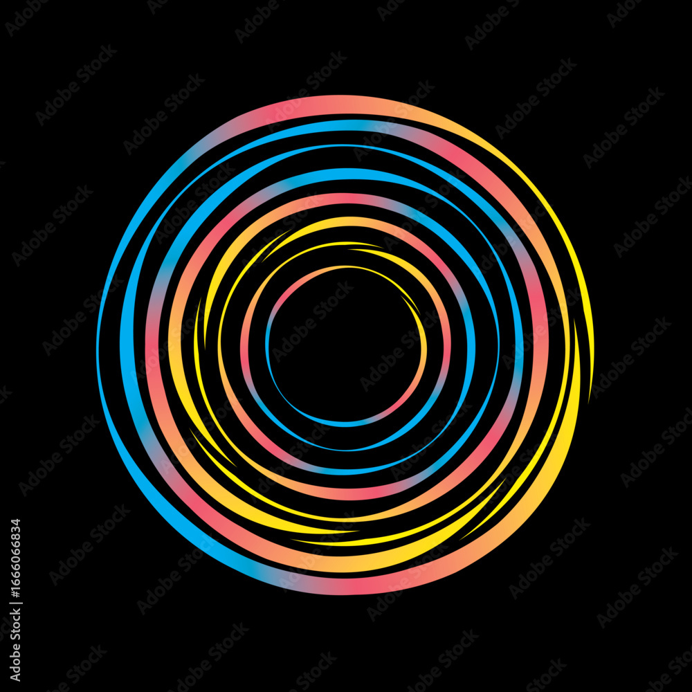 Fototapete vector background of rotating elliptical 3d shapes, consisting of a pattern of squares and wavy line