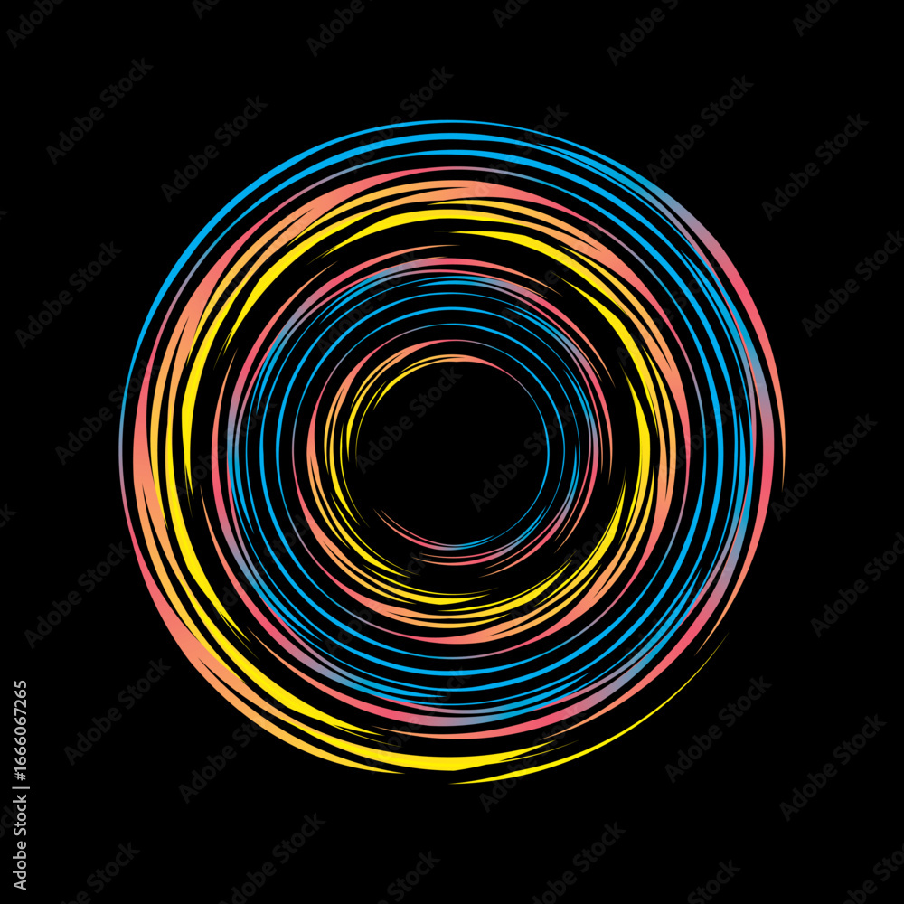 Fototapete vector background of rotating elliptical 3d shapes, consisting of a pattern of squares and wavy line
