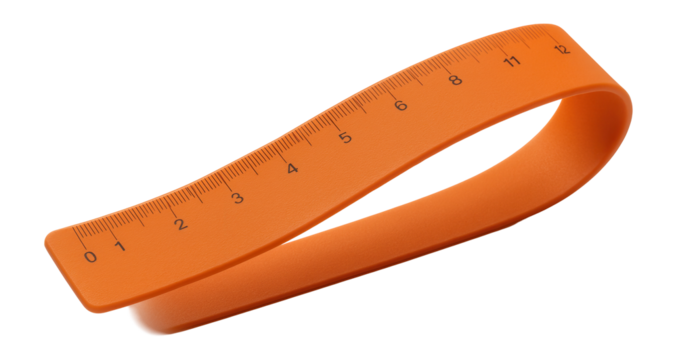 Flexible silicone ruler with inch measurements