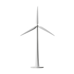 Isolated Wind Turbine Icon with White Blades and Tower for Renewable Energy Solutions and Environmental Sustainability Concepts