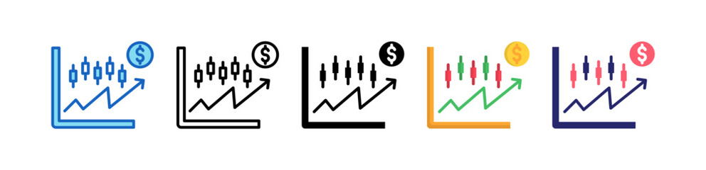 Stock Market Multiple Style Icon Set Collection. 