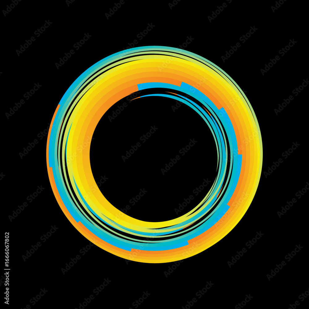 Fototapete vector background of rotating elliptical 3d shapes, consisting of a pattern of squares and wavy line
