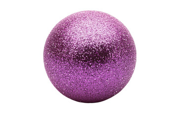Glittering purple christmas ball isolated on transparent background. Purple glitter christmas ball isolated on white background.