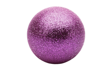 Glittering purple christmas ball isolated on transparent background. Purple glitter christmas ball isolated on white background.
