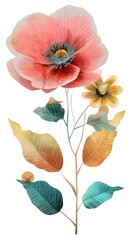 Obraz premium Dreamy Retro Collages of flower art plant poppy.