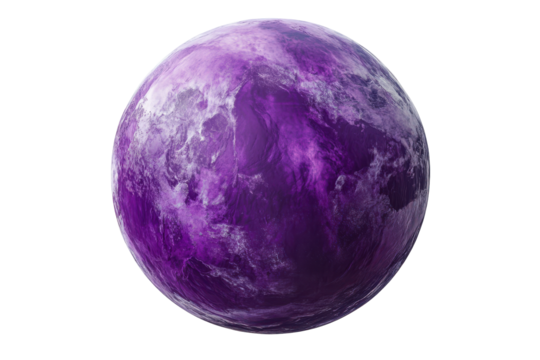 Purple speckled planet shaped isolated on transparent background. Purple planet isolated on white background.