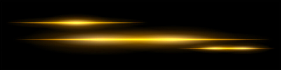 Three glowing beams with different sizes and soft blur arranged diagonally. Light spreads dynamically, creating depth and abstract layered motion.